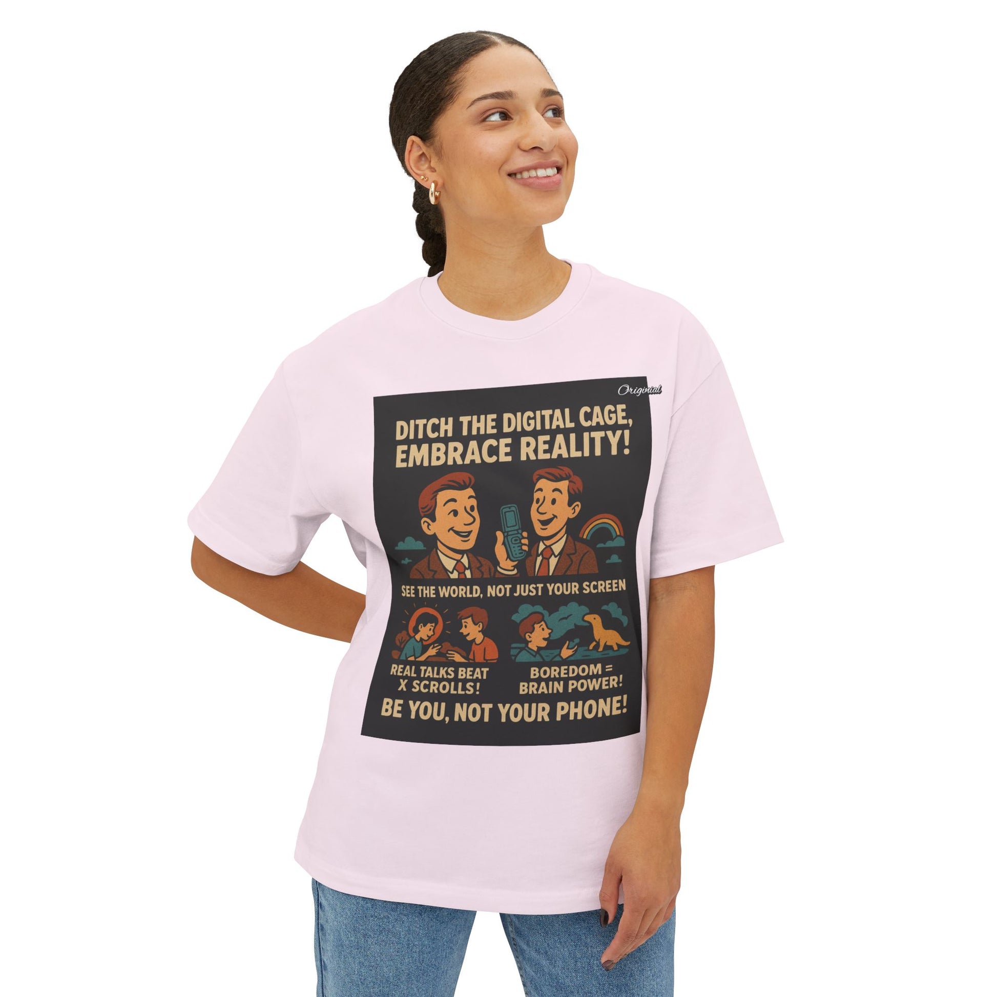 Unisex Oversized Boxy Tee - Official Merch : Ditching your phone makes you a ninja