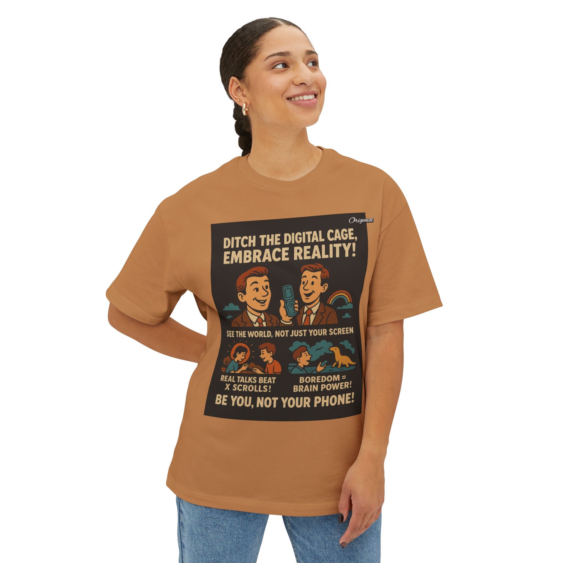 Unisex Oversized Boxy Tee - Official Merch : Ditching your phone makes you a ninja