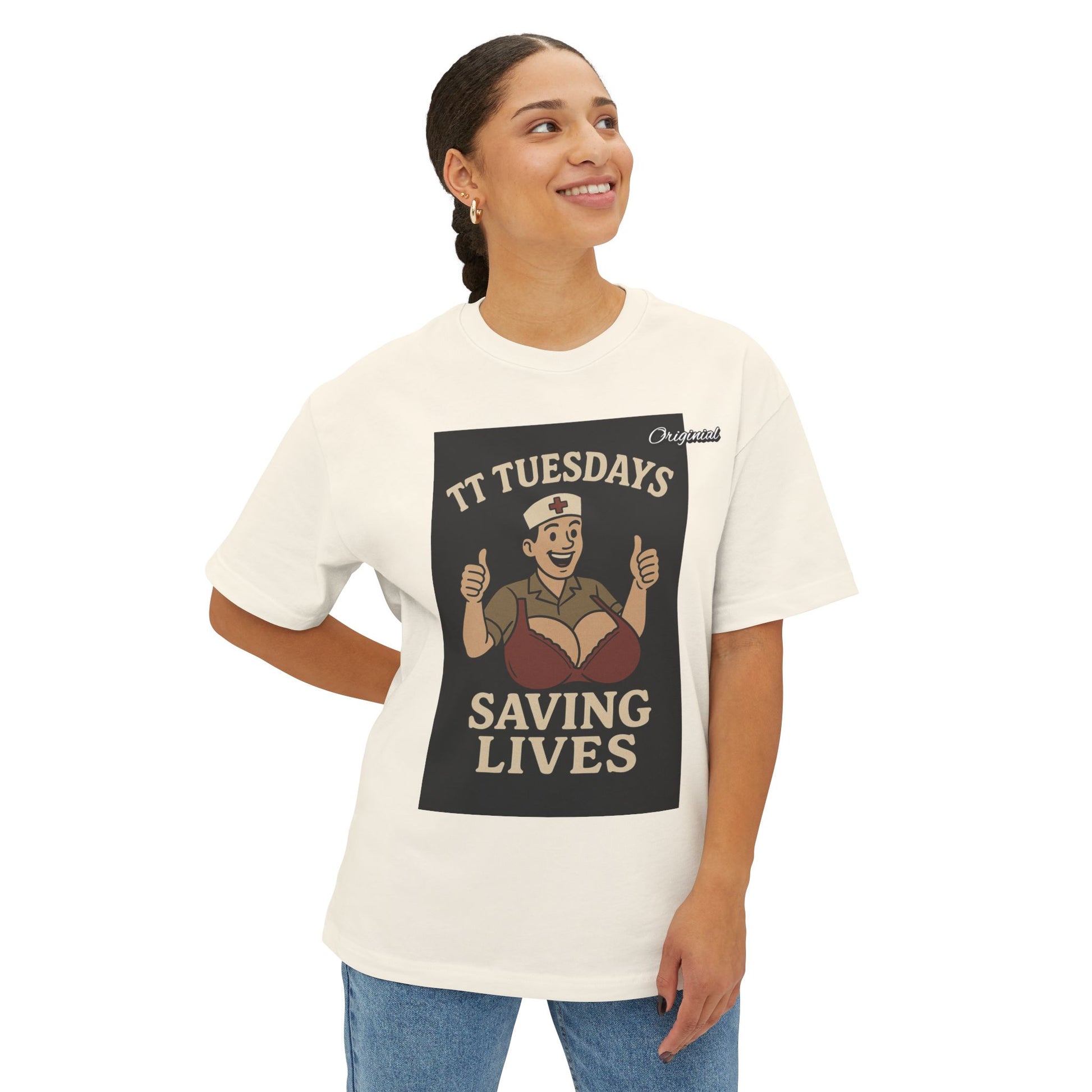 Unisex Comfortable Oversized Boxy Tee - Official Merch : TT Tuesdays - Saving Lives