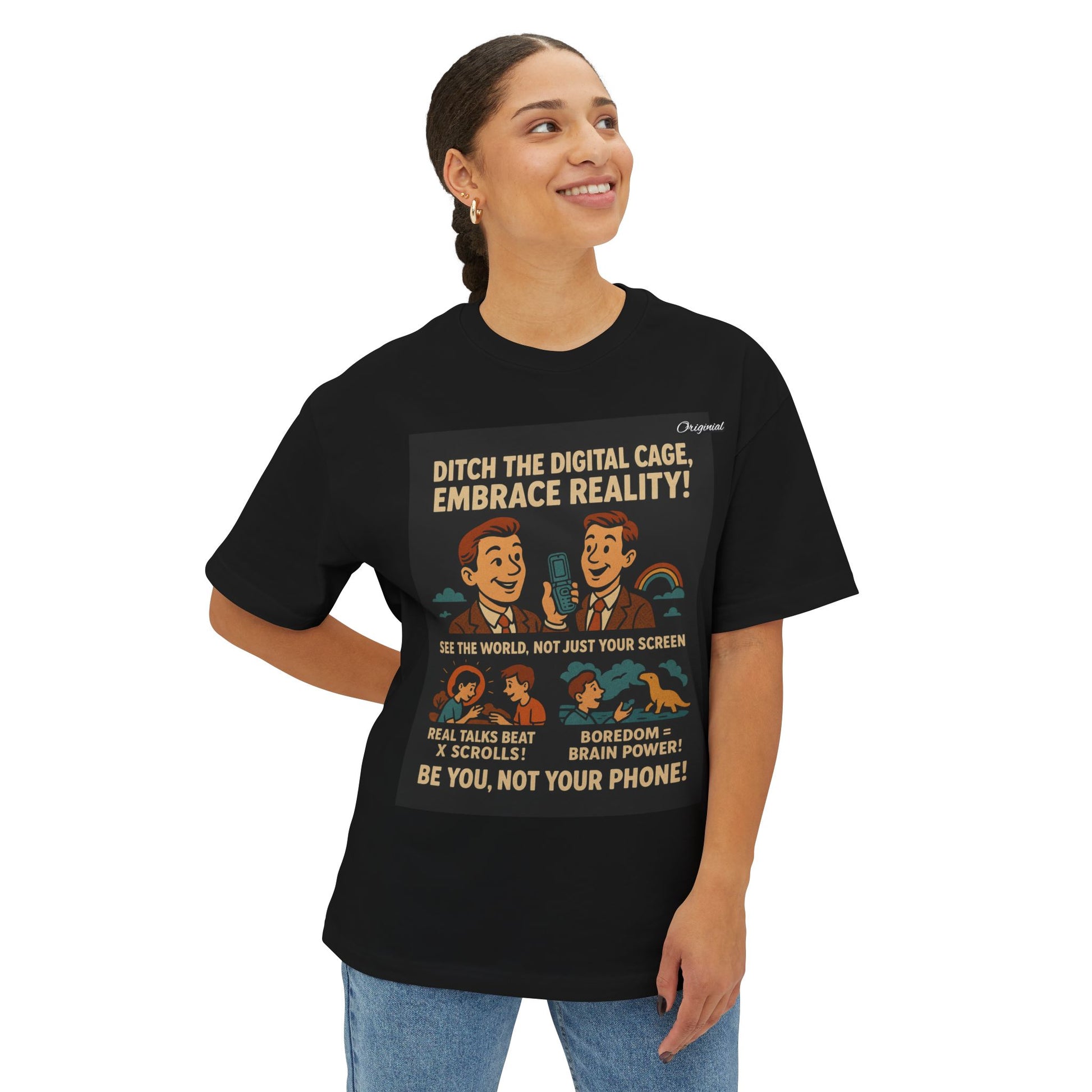 Unisex Oversized Boxy Tee - Official Merch : Ditching your phone makes you a ninja