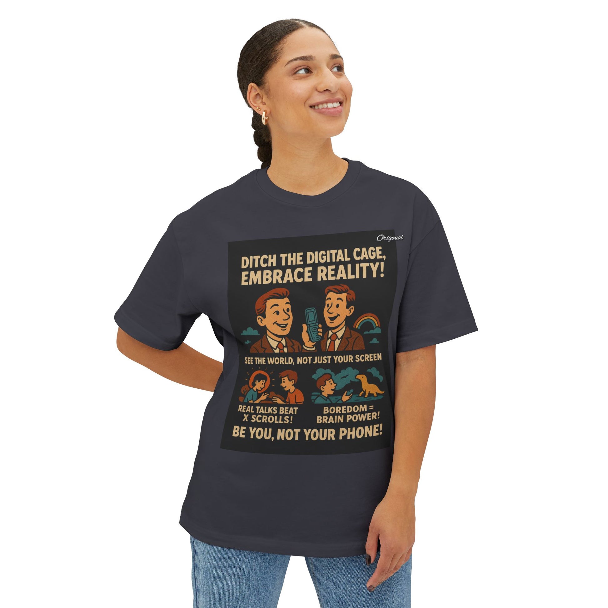 Unisex Oversized Boxy Tee - Official Merch : Ditching your phone makes you a ninja
